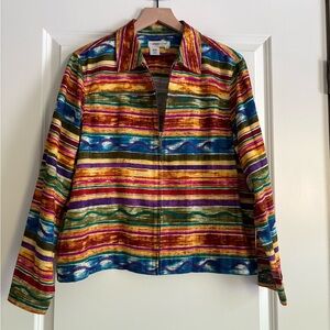 Coldwater Creek Colorful Striped Bomber Jacket